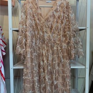 Elegant Sequin Embellished Fringe Mini Dress